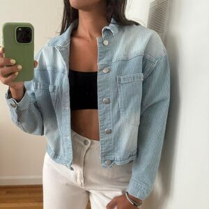 Pinstripe Jean Jacket Size Medium